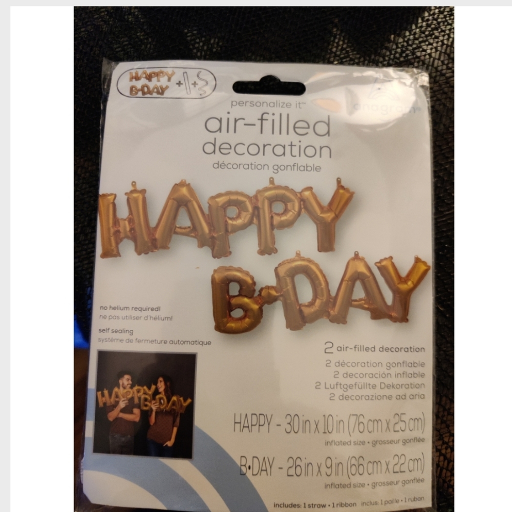 Gold Happy B-Day Airfilled balloons 3 packages - Picture 4 of 6